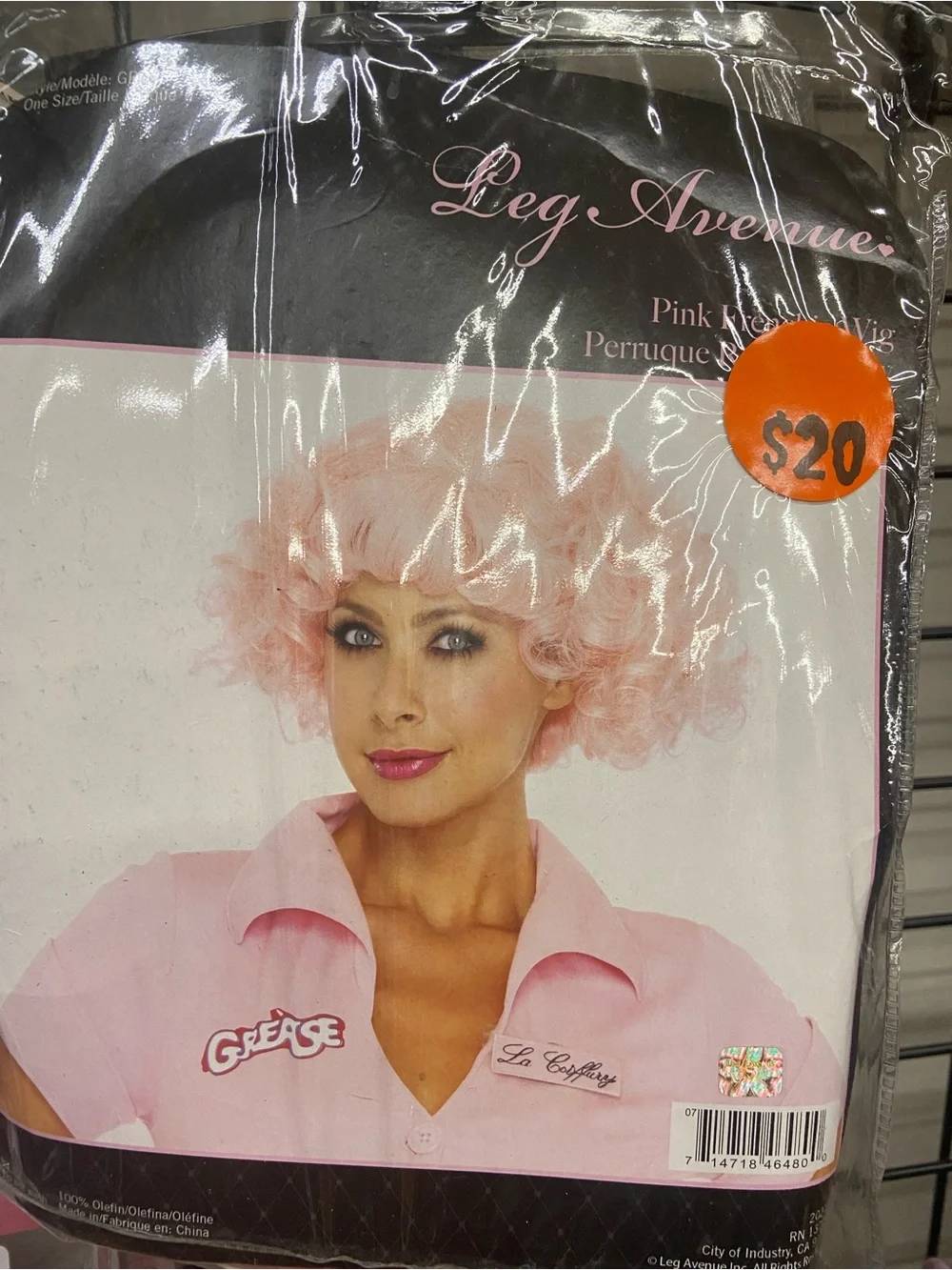 Leg Avenue Short Curly Pink Costume Wig